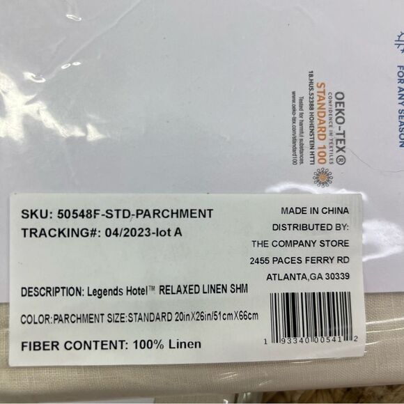 The Company Store x2 Premium Breathable Linen Shams, Parchment, 
Standard - Picture 3 of 10